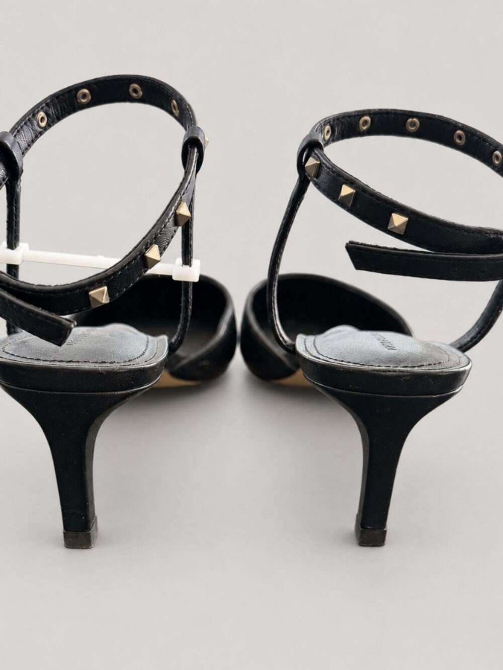 White House Black Market Black Studded Strap Pointed Toe Heels 7 M